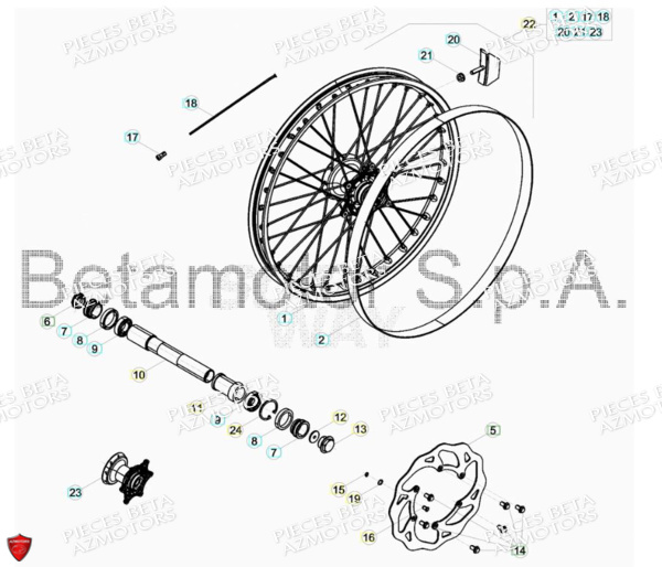 DEMONTAGE RAPIDE AXE ROUE AVANT RR2T/4T MY 12/18 pour ROUE AVANT de RR 250 2T RACING MY18