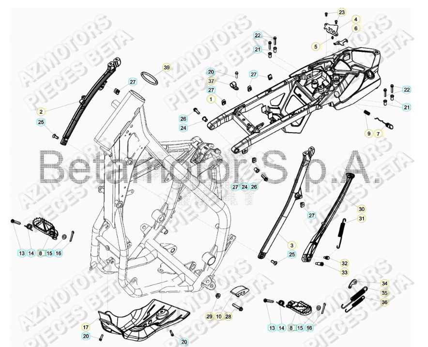REPOSE-PIEDS BETA pour ACCESSOIRES DU CHASSIS de RR 250 2T RACING MY19