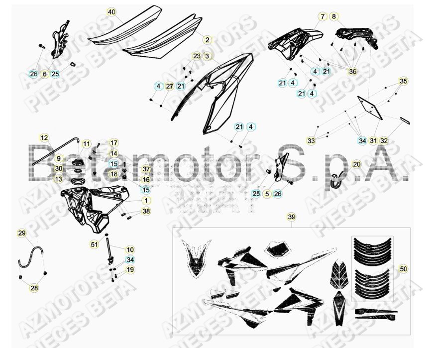 Carenages Arriere BETA Pieces BETA RR RACING 2T 250 - (2019)