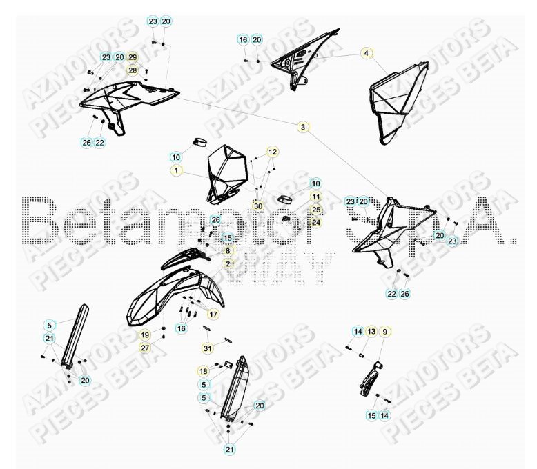 Carenages Avant BETA Pieces BETA RR RACING 2T 250 - (2019)