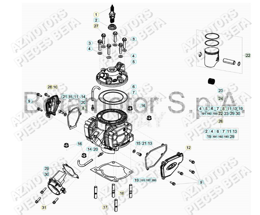 Cylindre BETA Pieces BETA RR RACING 2T 250 - (2019)