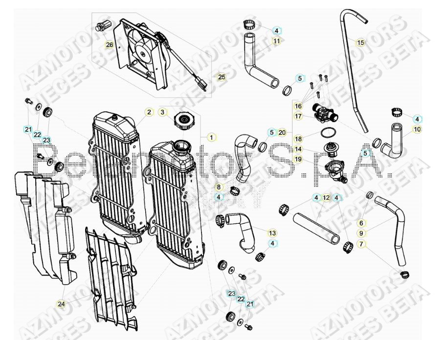 Radiateur BETA Pieces BETA RR RACING 2T 250 - (2019)