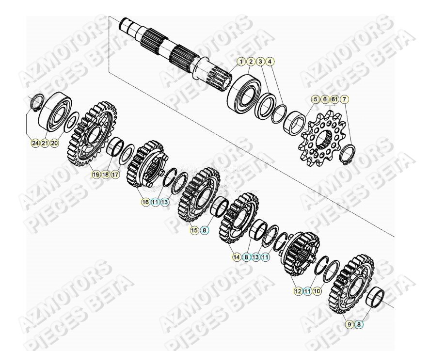 PIGNON DE TRANSMISSION SECONDA IRE BETA pour TRANSMISSION de RR 250 2T RACING MY19