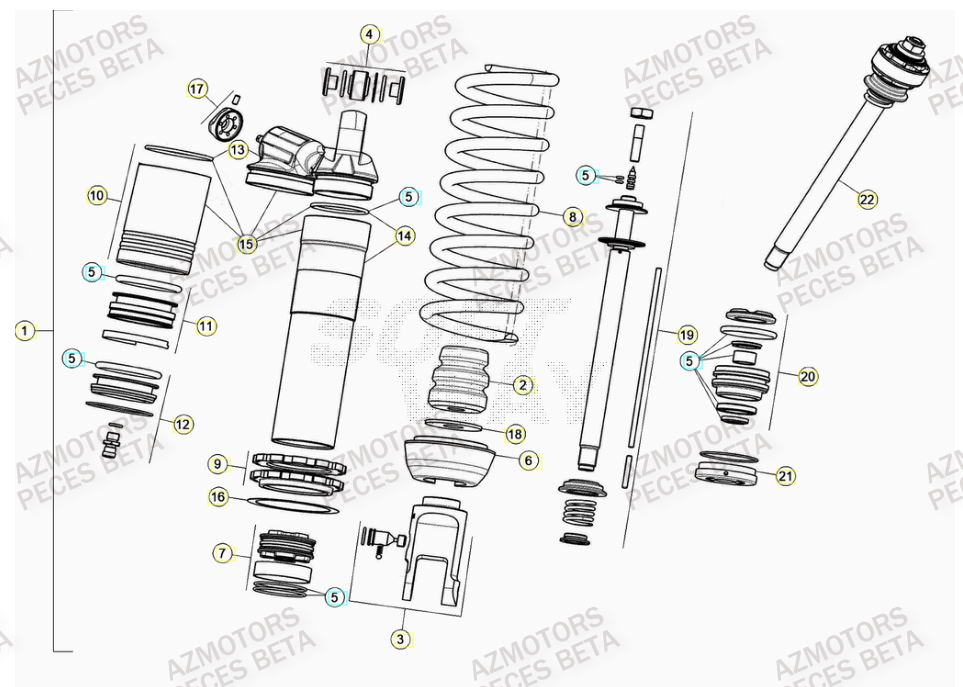 RESSORT K 5,2 N/MM BETA pour AMORTISSEUR de RR 250 RACING MY20