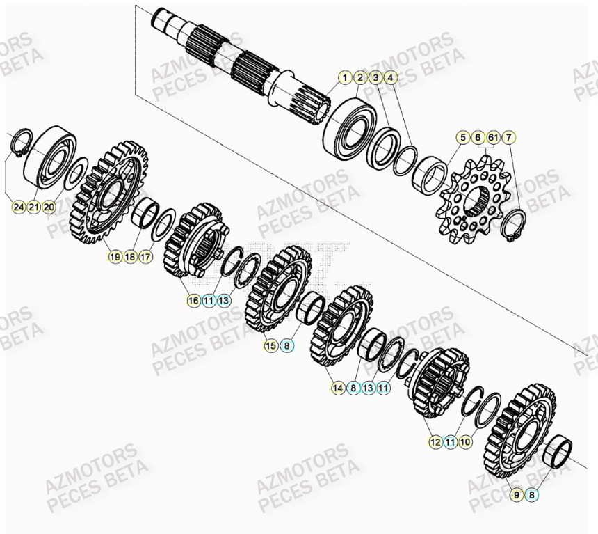 PIGNON DE TRANSMISSION SECONDA IRE BETA pour TRANSMISSION de RR 250 RACING MY20