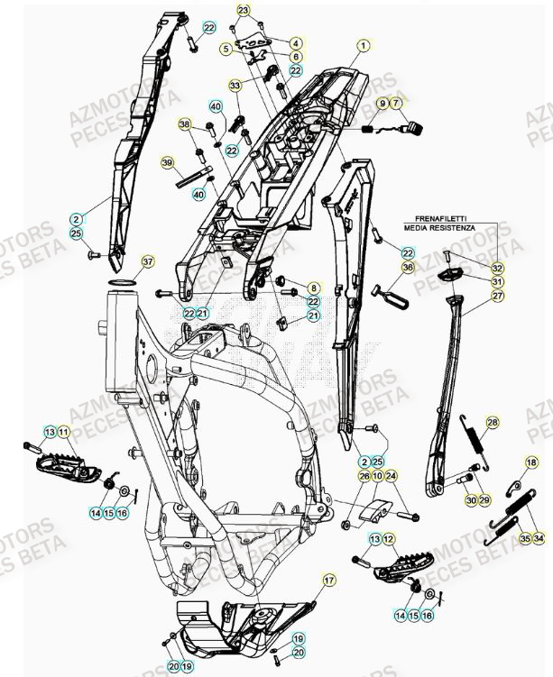 ACCESSOIRES_CHASSIS BETA Pieces BETA RR 2T 250 - (2021)
