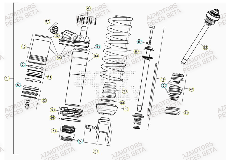 RESSORT K 5,2 N/MM BETA pour AMORTISSEUR de RR 250 RACING MY21