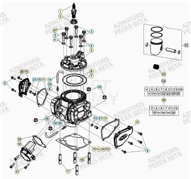 CYLINDRE BETA Pieces BETA RR 2T 250 - (2021)