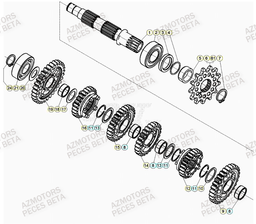 PIGNON DE TRANSMISSION SECONDA IRE BETA pour TRANSMISSION de RR 250 RACING MY22