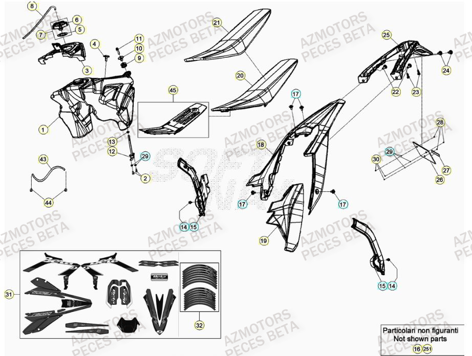 Carenage Arriere BETA Pieces BETA RR RACING 2T 250 - (2023)