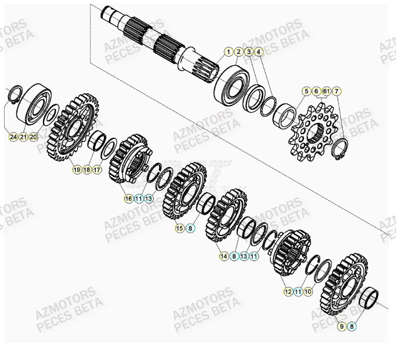PIGNON DE TRANSMISSION SECONDA IRE BETA pour TRANSMISSION de RR 250 RACING MY23