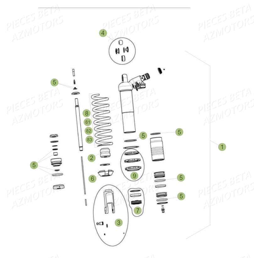 AMORTISSEUR-Du no serie 700001 a 700789 BETA Pièces BETA RR 2T 300 - (2014)