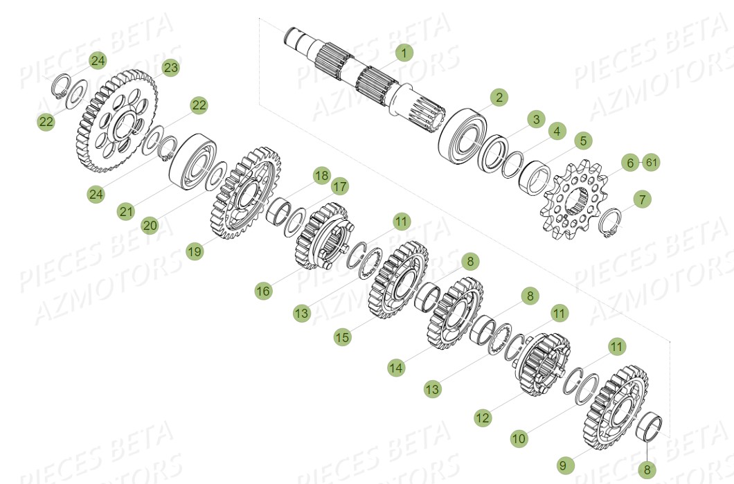 PIGNON DE TRANSMISSION SECONDA IRE BETA pour BOITE A VITESSES de RR 300 2T 2014
