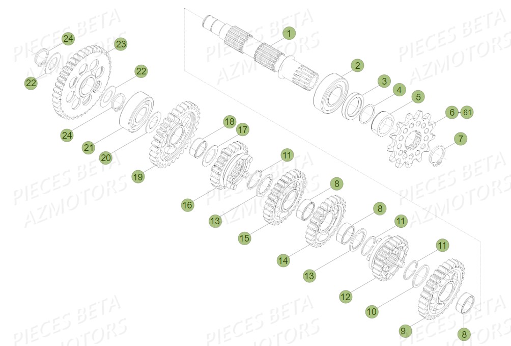 PIGNON DE TRANSMISSION SECONDA IRE BETA pour BOITE A VITESSES 2 de RR 300 2T 2014