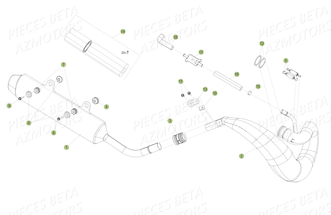 Echappement 2 BETA Pièces BETA RR 2T 300 - (2014)