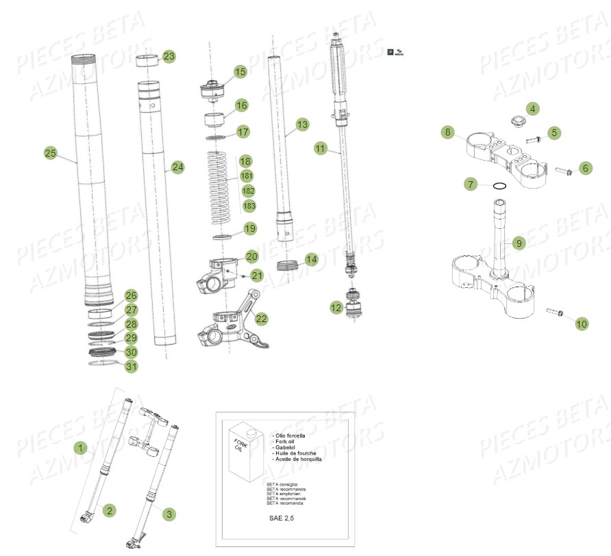 GR. RESSORT K=4,2 N/MM BETA pour FOURCHE-Du no serie 700001 a 700789 de RR 300 2T 2014