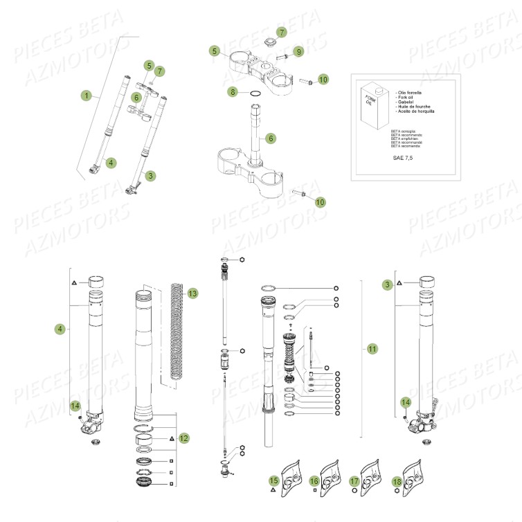 FOURCHE Du no serie 700573 a 700676 BETA RR 300 2T 2014