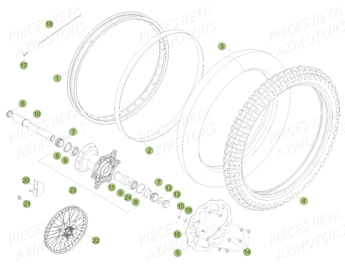 ROUE AVANT pour RR 300 2T 2014