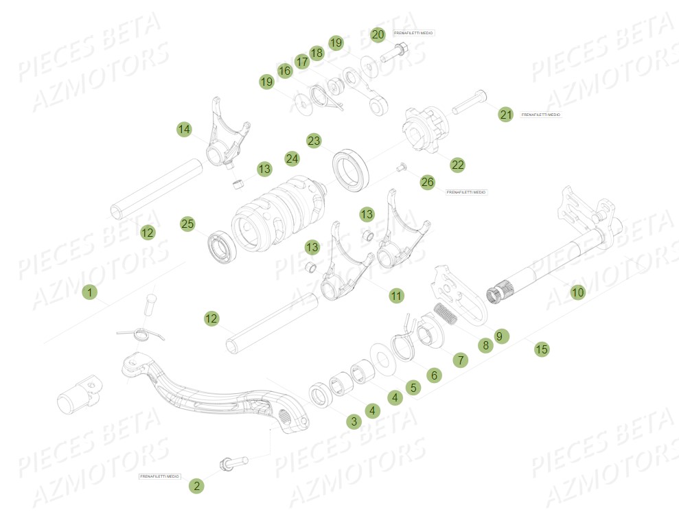 SELECTEUR VITESSES Du no serie 700001 a 749999 BETA RR 300 2T 2014