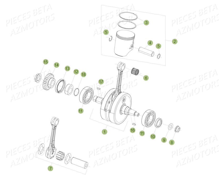 Vilebrequin Piston Contre Arbre BETA Pièces BETA RR 2T 300 - (2014)