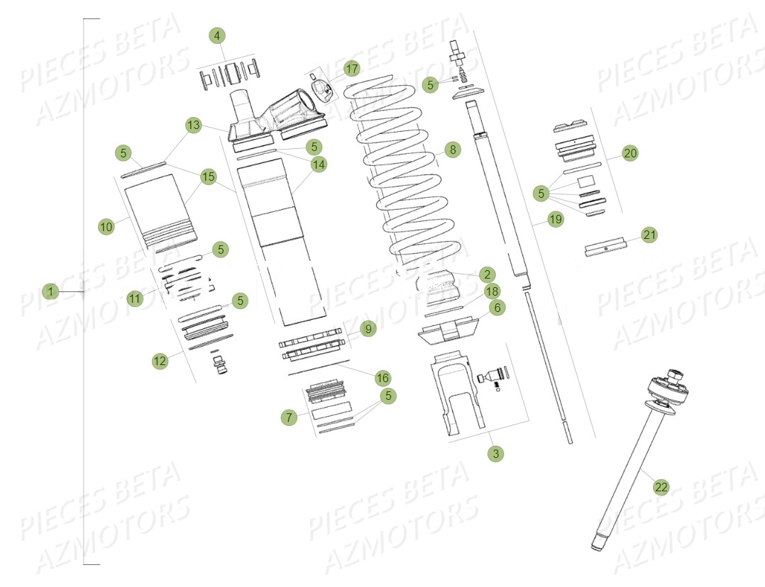 RESSORT K 5,2 N/MM BETA pour AMORTISSEUR-DETAIL de RR 300 2T 2019