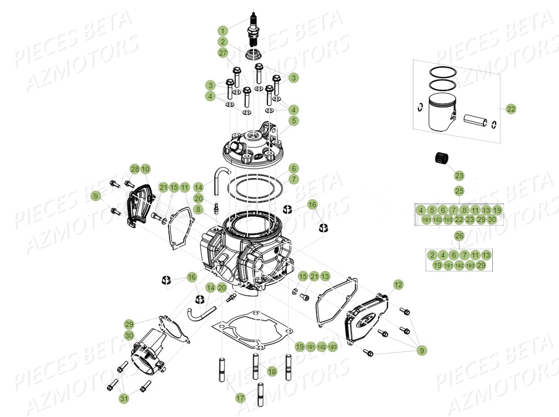 Cylindre Culasse Distribution BETA Pieces BETA RR 2T 300 - (2019)