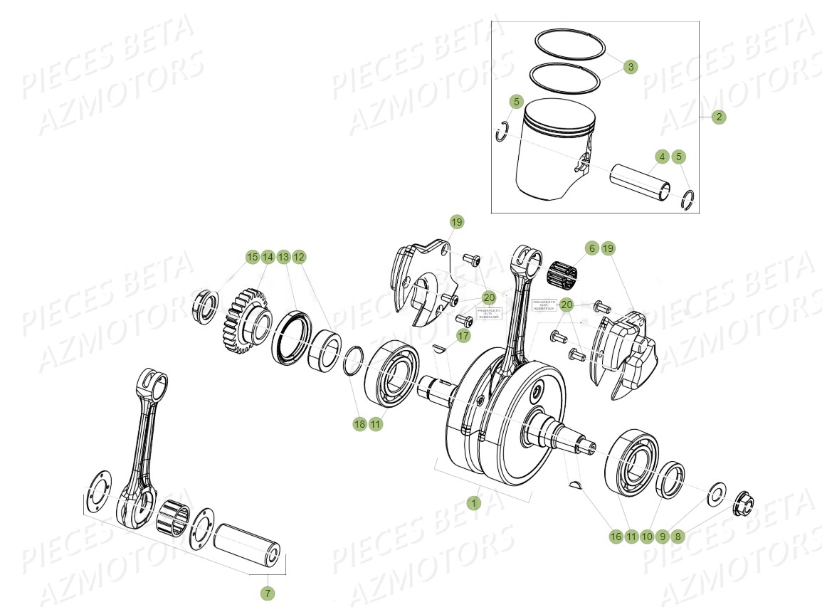 Vilebrequin Piston Contre Arbre BETA Pieces BETA RR 2T 300 - (2019)