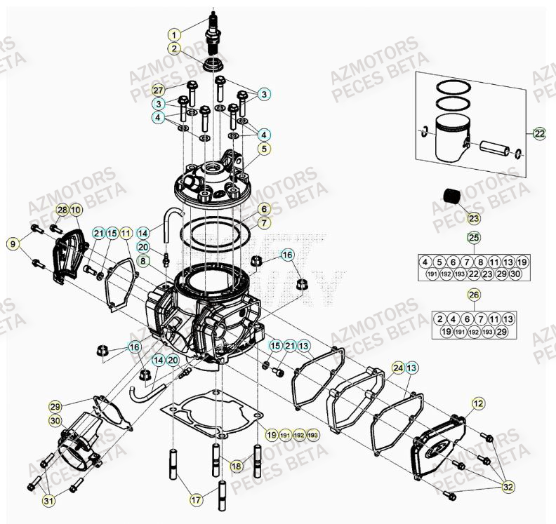 CYLINDRE BETA Pieces BETA RR 2T 300 - (2023)