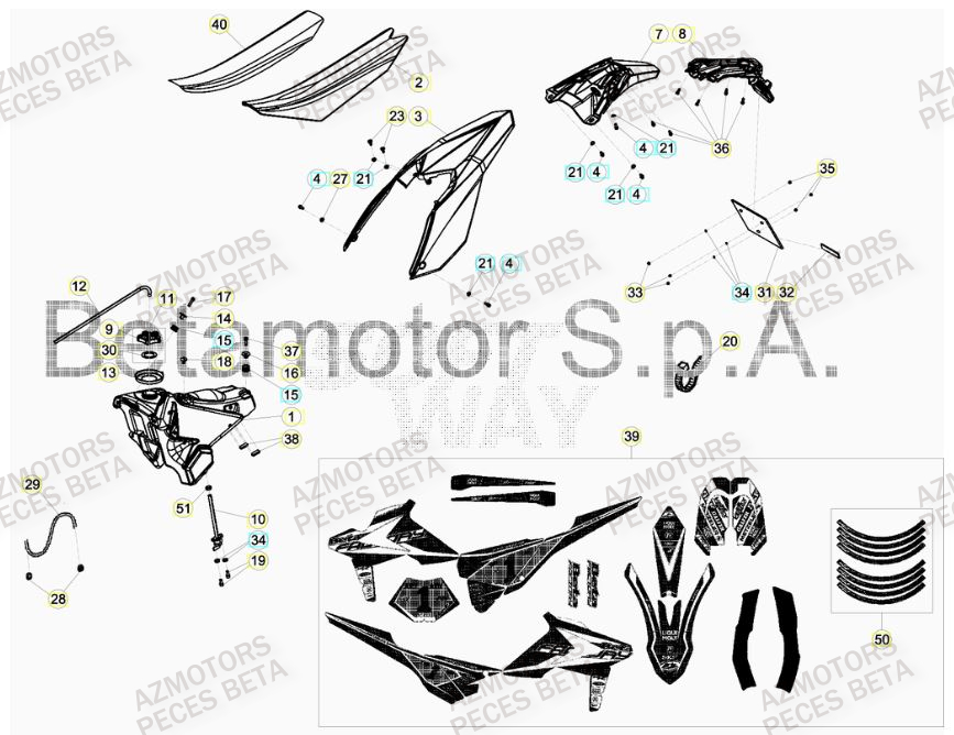 Carenage Arriere BETA Pieces BETA RR 2T 300 HOLCOMBE REPLICA - (2019)