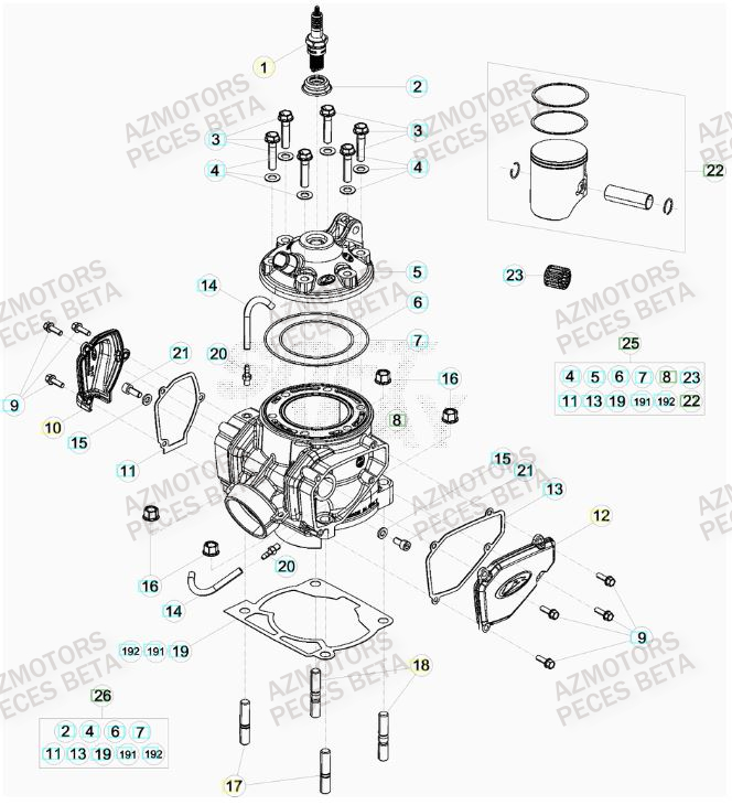 Cylindre BETA Pieces BETA RR 2T 300 RACING - (2015)