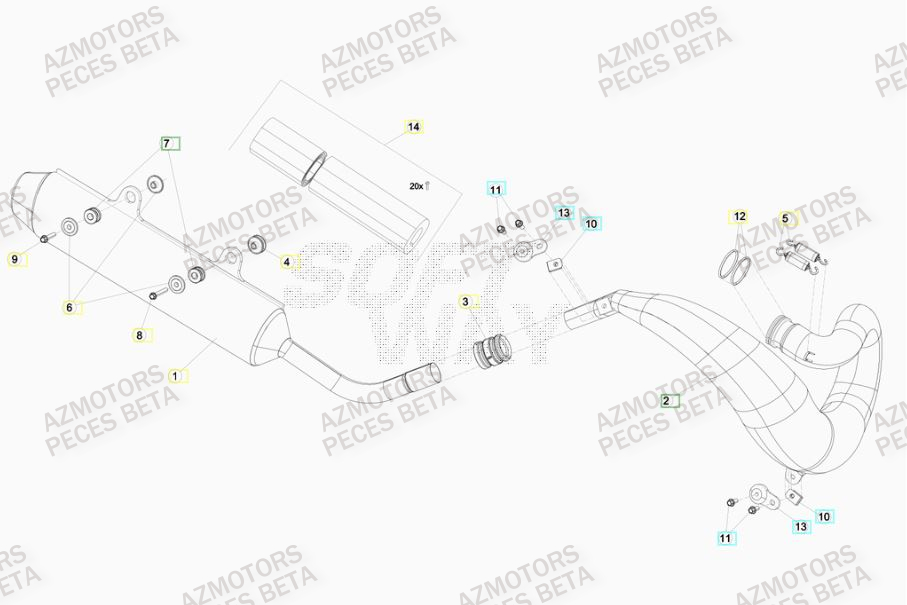 Echappement BETA Pieces BETA RR 2T 300 RACING - (2015)