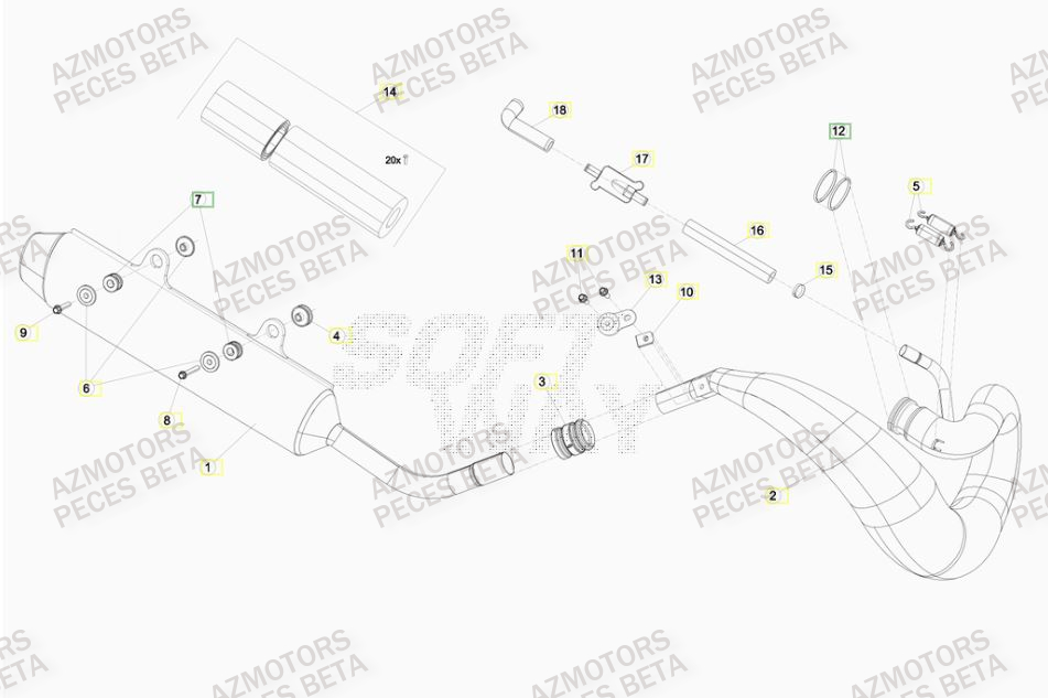 ECHAPPEMENT_2 BETA Pieces BETA RR 2T 300 RACING - (2015)