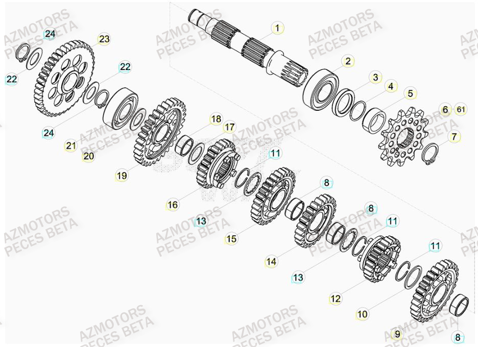 PIGNON DE TRANSMISSION SECONDA IRE BETA pour TRANSMISSION de RR 300 RACING MY15