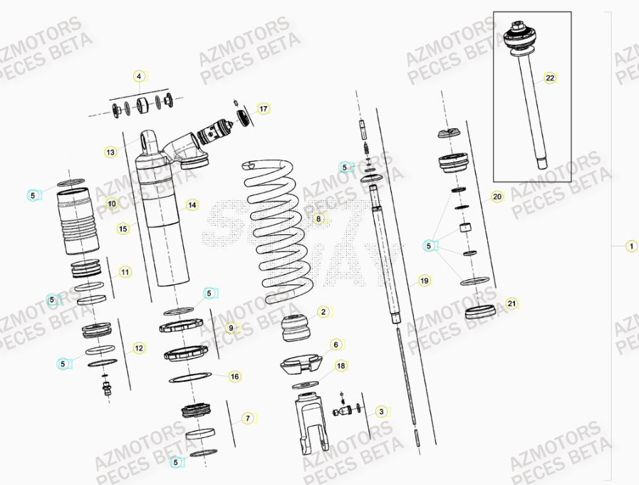 Amortisseur BETA Pieces BETA RR 2T 300 RACING - (2017)