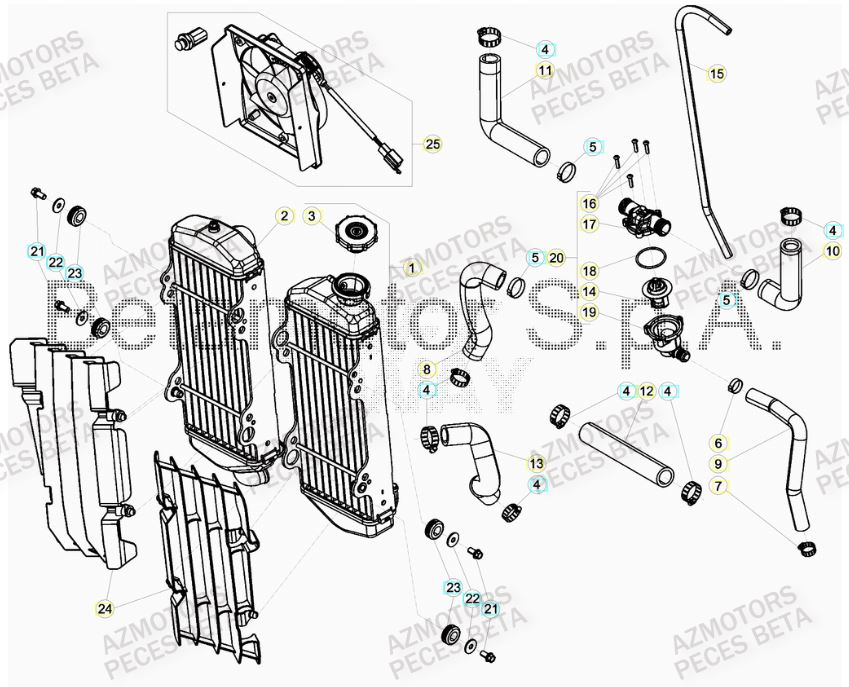 Radiateur BETA Pieces BETA RR 2T 300 RACING - (2017)