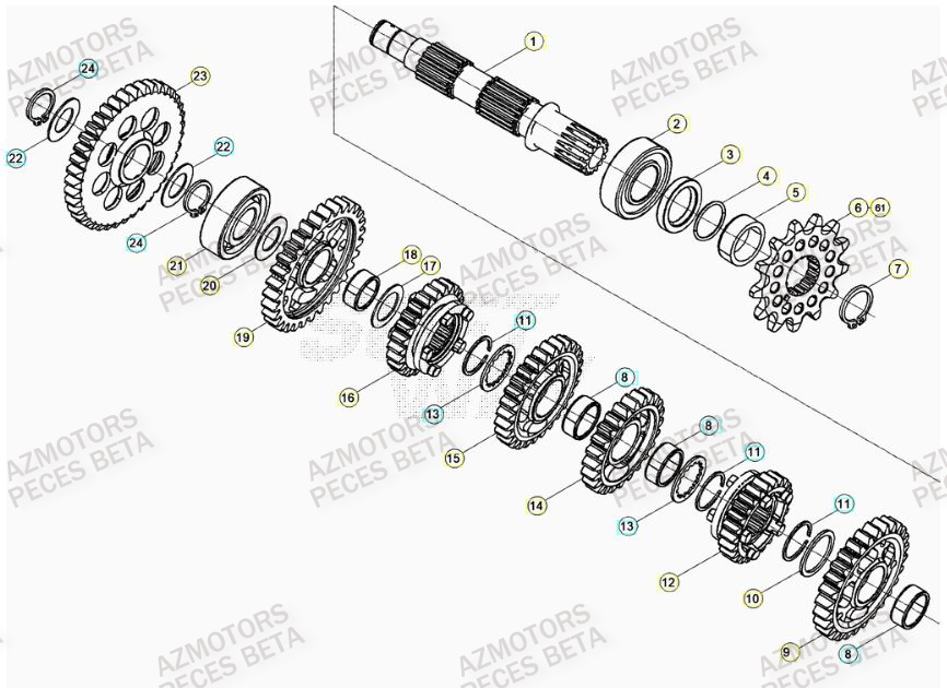 PIGNON DE TRANSMISSION SECONDA IRE BETA pour TRANSMISSION de RR 300 RACING MY17