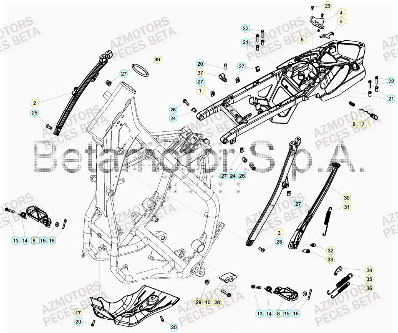REPOSE-PIEDS BETA pour ACCESSOIRES DU CHASSIS de RR 300 RACING MY19