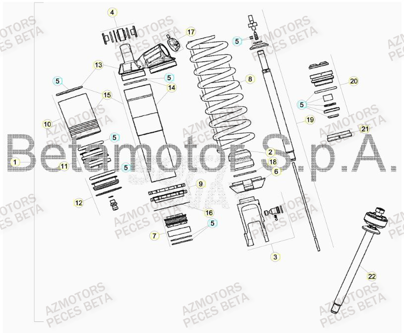 RESSORT K 5,2 N/MM BETA pour AMORTISSEUR de RR 300 RACING MY19