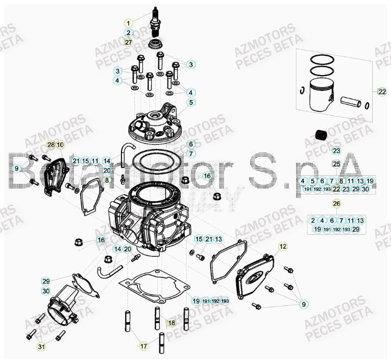 Cylindre BETA Pieces BETA RR 2T 300 RACING - (2019)