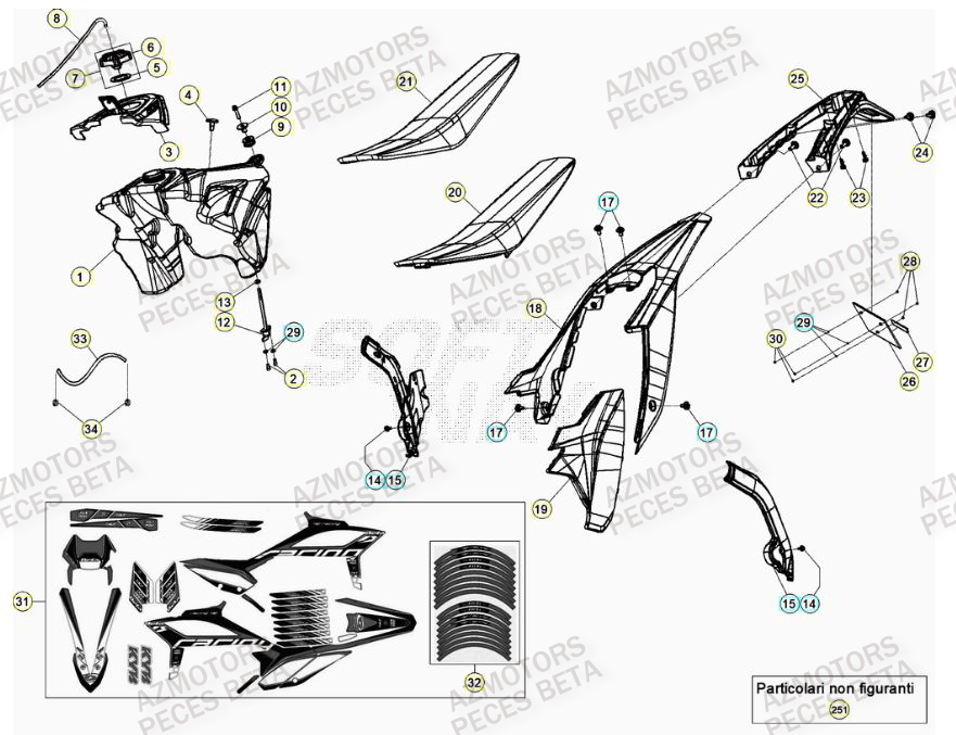KIT AUTOCOLLANTS - KIT RR RACING MY20 BETA pour CARENAGE ARRIERE de RR 300 RACING MY20