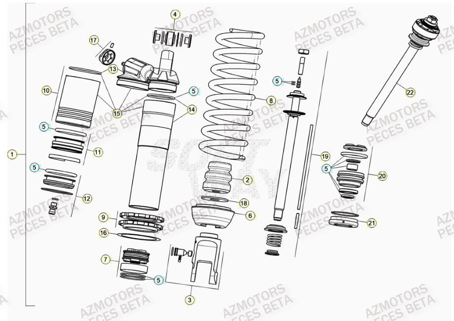 RESSORT K 5,2 N/MM BETA pour AMORTISSEUR de RR 300 RACING MY21
