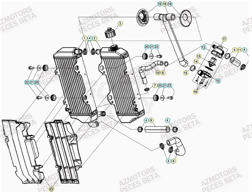 Radiateur BETA Pieces BETA RR 2T 300 RACING - (2021)