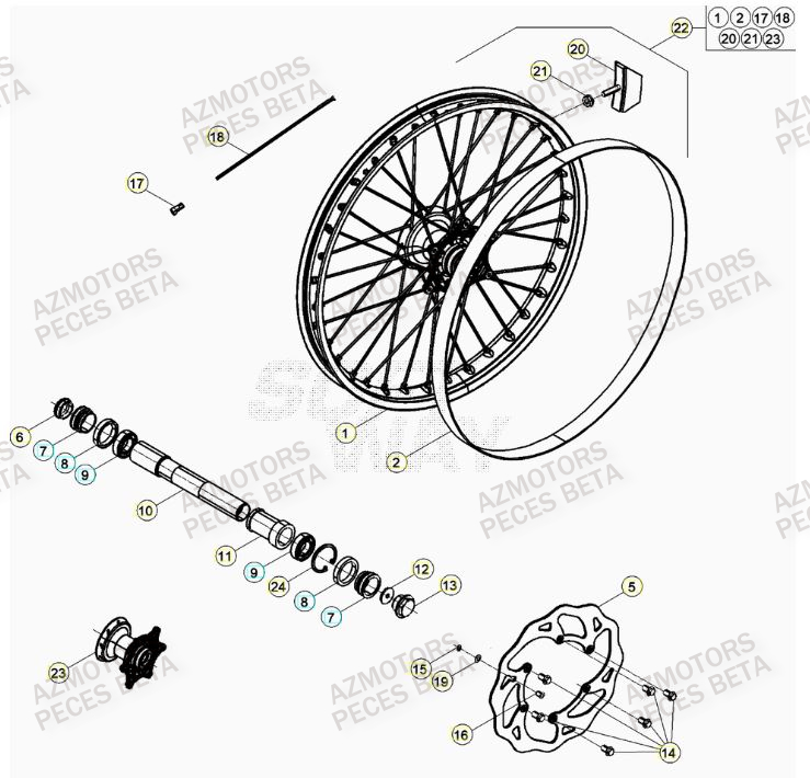 BOUCHON PIVOT ROUE BETA pour ROUE AVANT de RR 300 RACING MY21