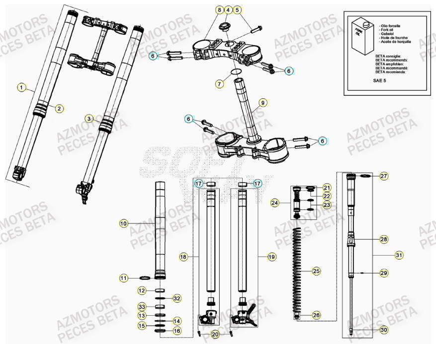 Fourche BETA Pieces BETA RR 2T 300 RACING - (2023)