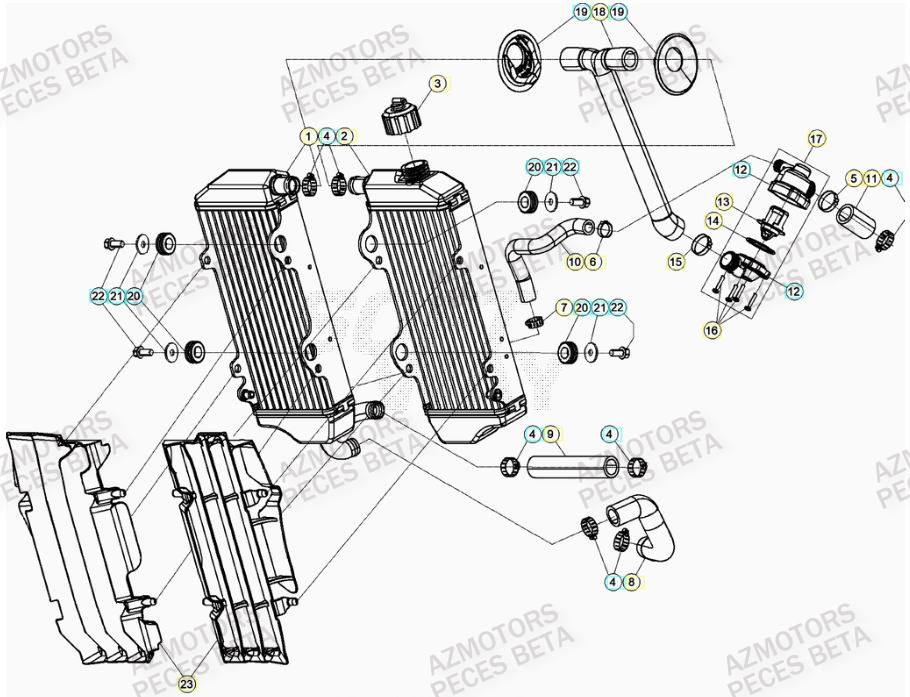 Radiateur BETA Pieces BETA RR 2T 300 RACING - (2023)