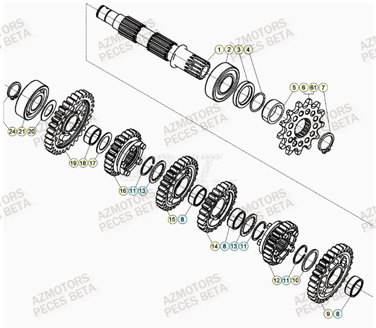 PIGNON DE TRANSMISSION SECONDA IRE BETA pour TRANSMISSION de RR 300 RACING MY23