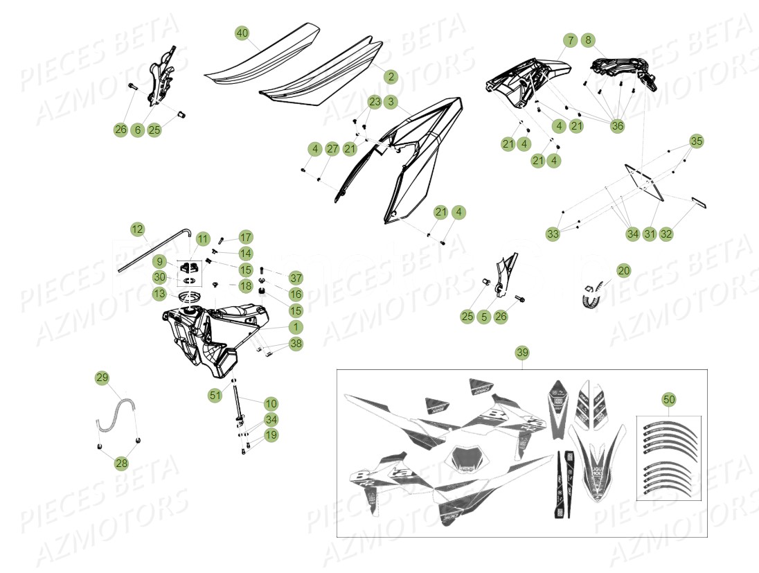 Carenages Reservoir Selle BETA Pieces BETA RR 2T 300 RACING - (2018)