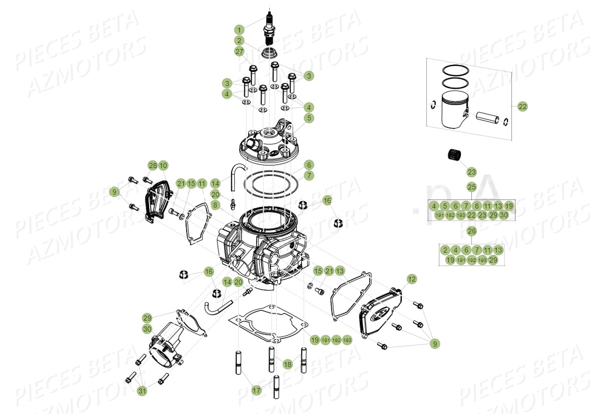 Cylindre Culasse Distribution BETA Pieces BETA RR 2T 300 RACING - (2018)