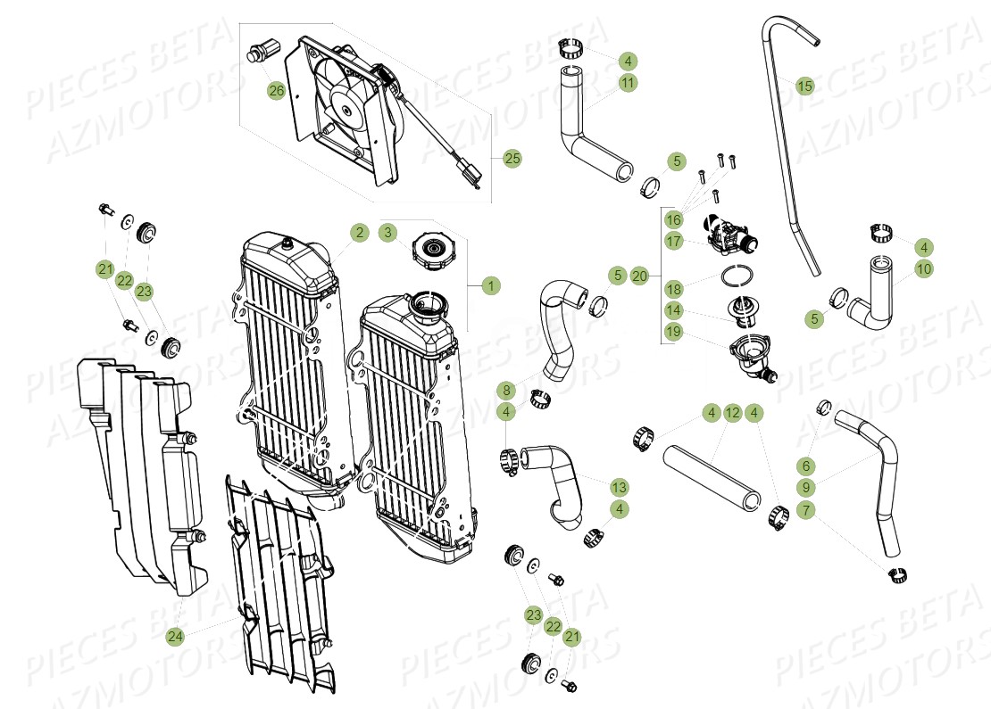Radiateur BETA Pieces BETA RR 2T 300 RACING - (2018)