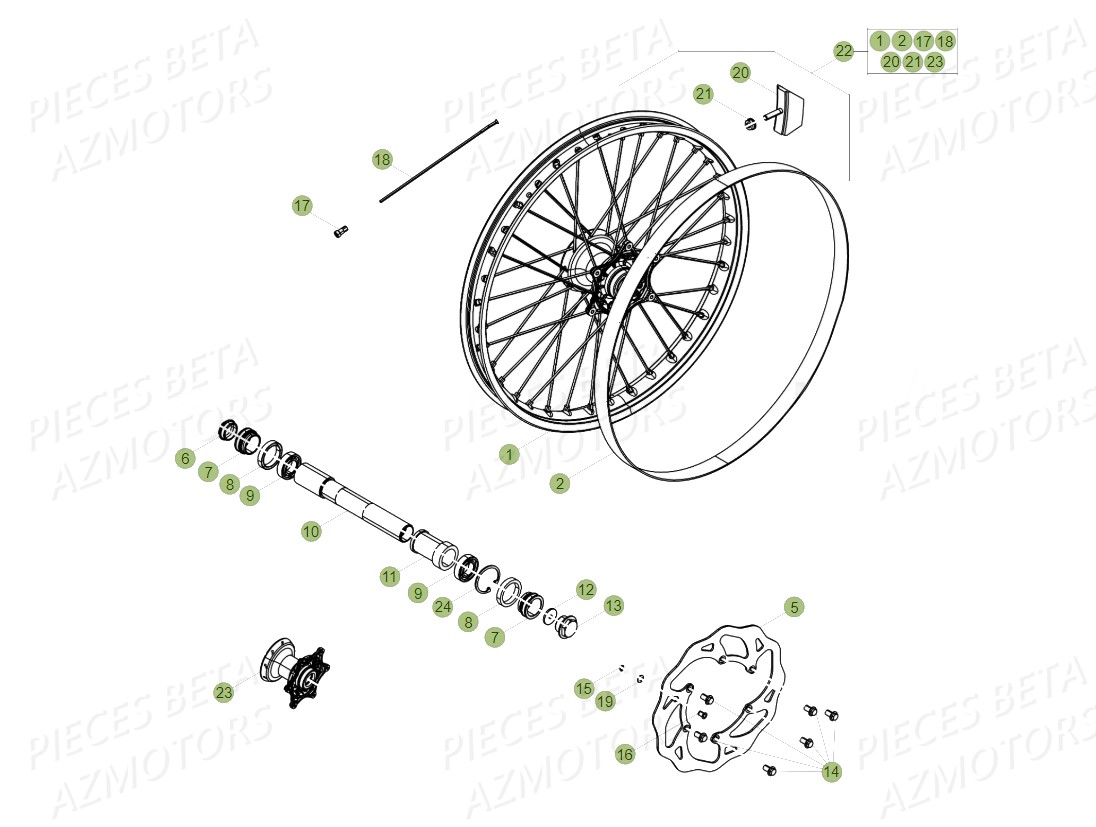 BOUCHON PIVOT ROUE BETA pour ROUE AVANT de RR 300 RC 2T MY18